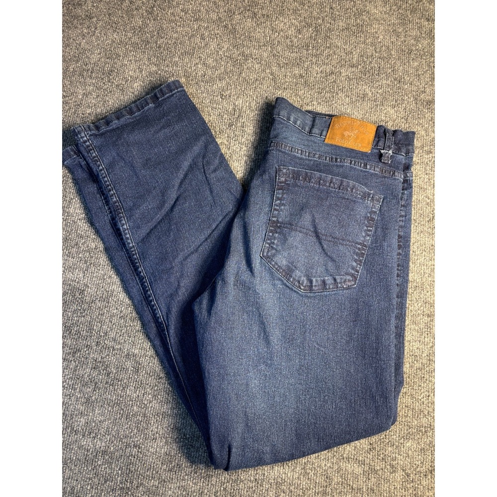 Beverly Hills Polo Club Jeans Mens 36/32 Blue Denim Dark Wash Straight Whiskered